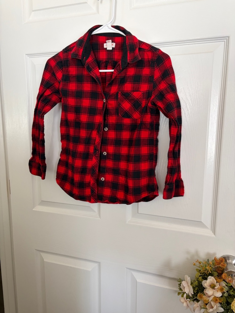 Cat & Jack Red and Black Plaid Button-Up Shirt